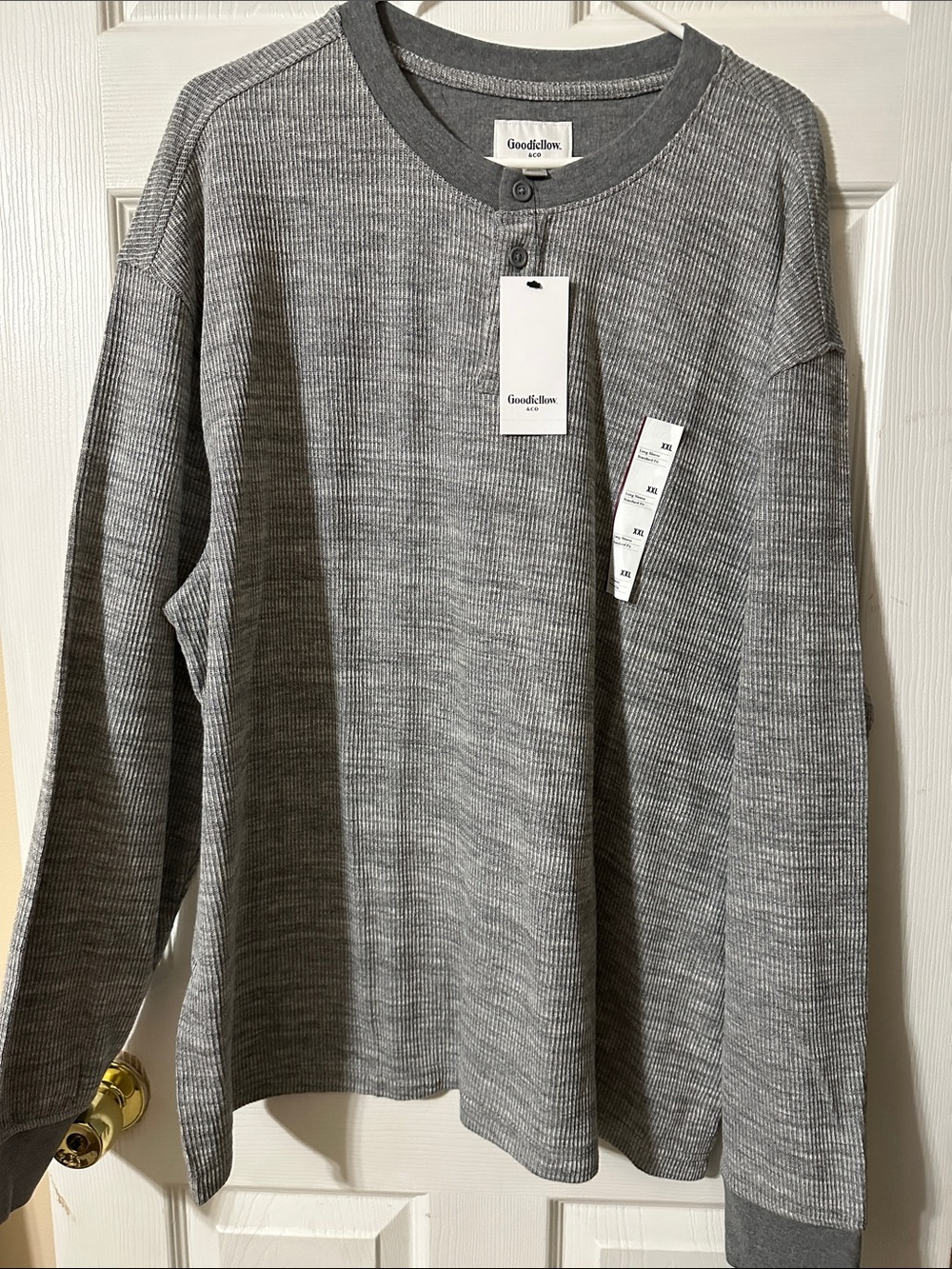 Goodfellow & Co Heather Gray Ribbed Long-Sleeve Henley
